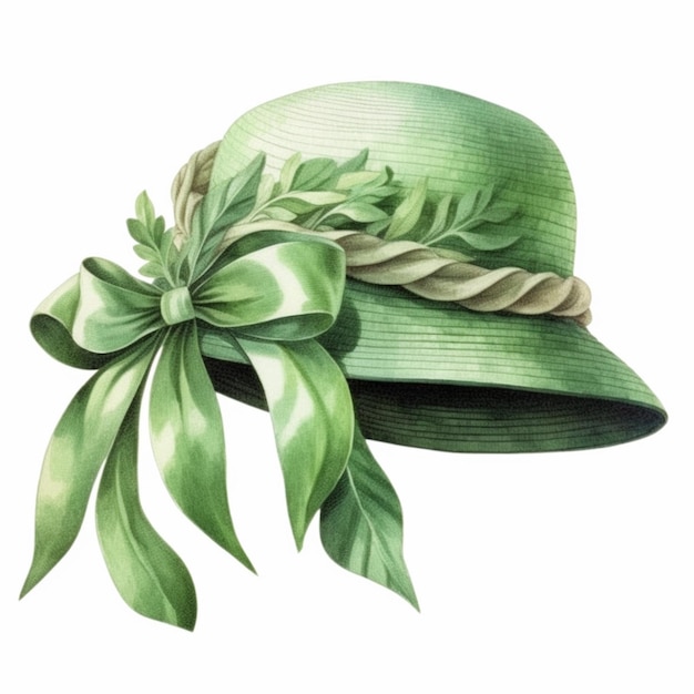 Un chapeau vert avec un nœud est intitulé « le chapeau vert ».