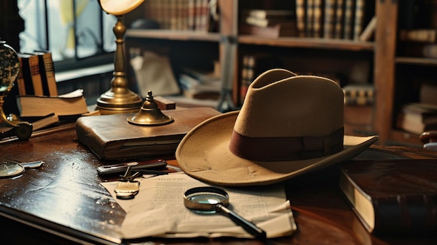 Photo un chapeau vintage de détective.