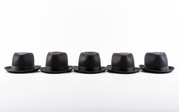 Des chapeaux de bowler noirs attrayants isolés sur un fond blanc