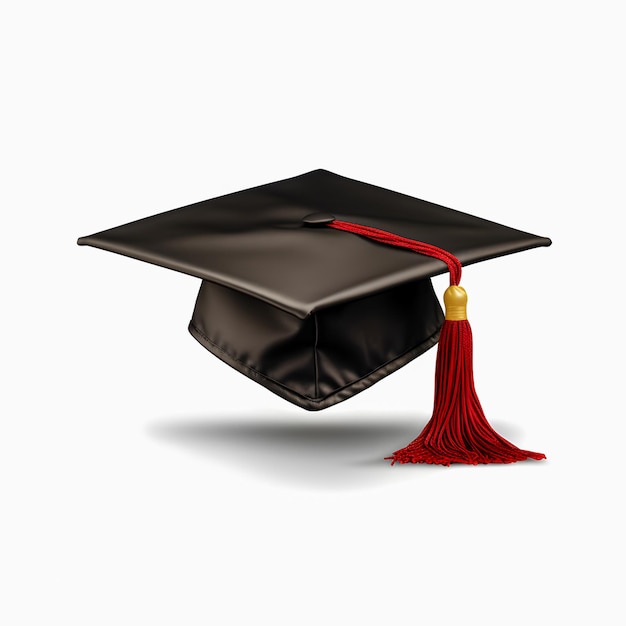 Photo chapeaux de diplôme de baccalauréat avec tassels pour la remise des diplômes sur fond blanc