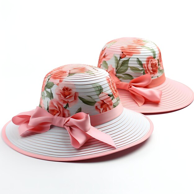 Des chapeaux de soleil élégants pour enfants avec imprimé floral couleur pastel sur Whitcreative conception des idées de conception