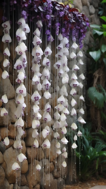 Photo un chapelet de fleurs accroché au mur