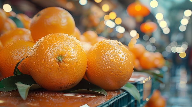 Photo chaque orange sur le plateau du marché est un spécimen parfait avec un brillant