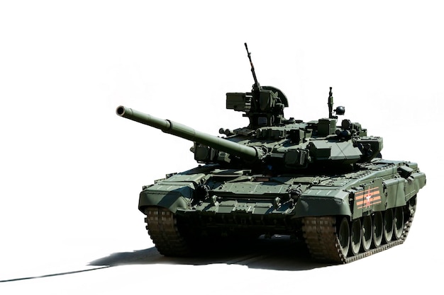 Le char de combat principal de l'armée russe T-90M isolé sur fond blanc.