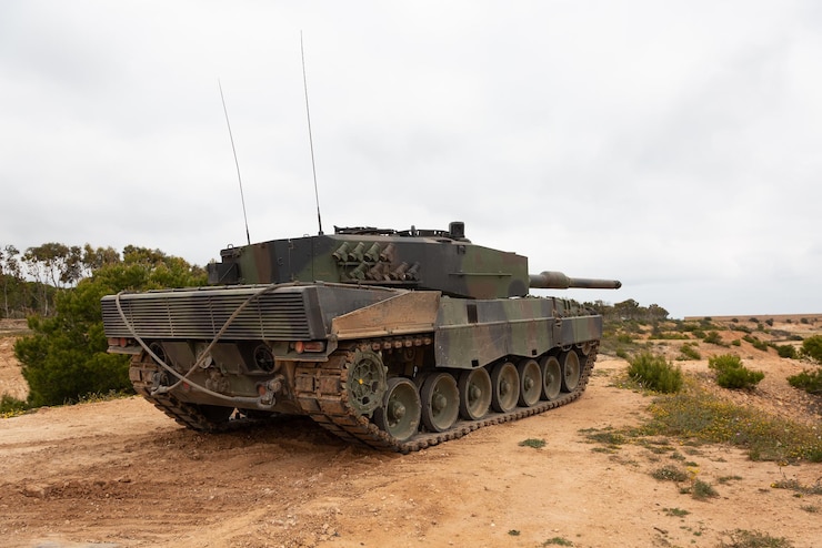 Photo un char leopard se prépare à tirer