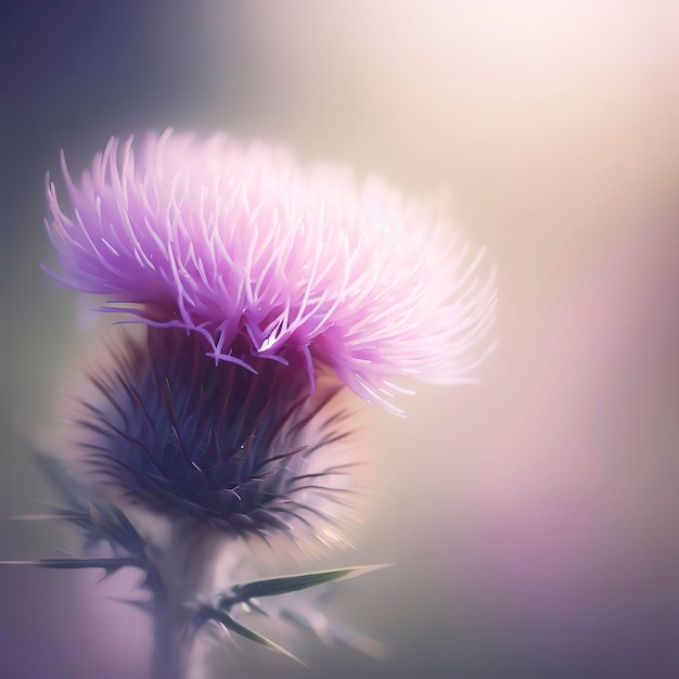 chardon en fleurs dans une lumière douce