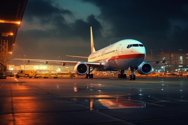 Chargement de marchandises à bord d'un avion de fret aéroport logistique commerciale générative ai