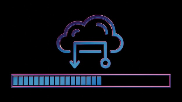 Chargement rétro d'animation 3D Neon Retro Icon Cloud avec