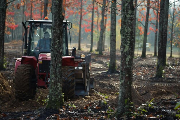 Photo chargeur à gouvernail à dérapage avec attache de bêche à arbre transplantation d'arbres photographie à direction dérapage