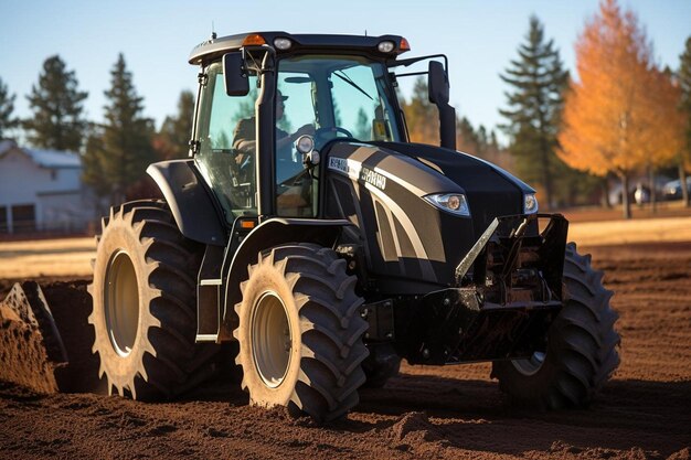 Photo chargeur à roulettes avec un conditionneur de sol attaché préparant le terrain pour la plantation