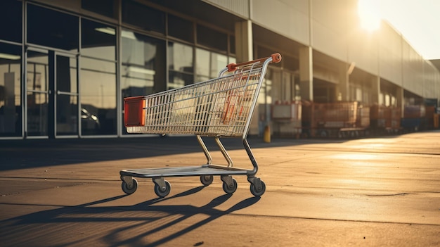 Chariot d'achat dans le parking généré par l'IA Image