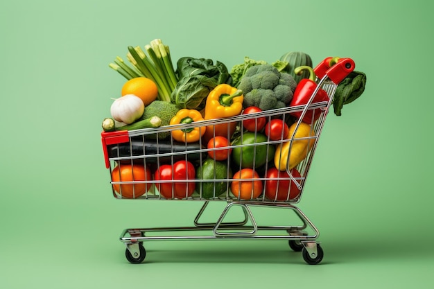 Un chariot d'achat avec des fruits