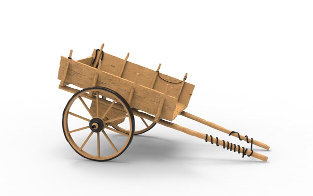 Un chariot en bois avec un ressort au fond.