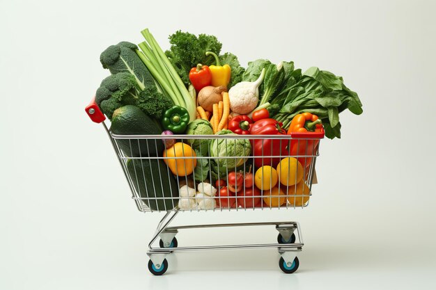 Chariot d'épicerie avec style de rendu 3D de légumes généré par AI