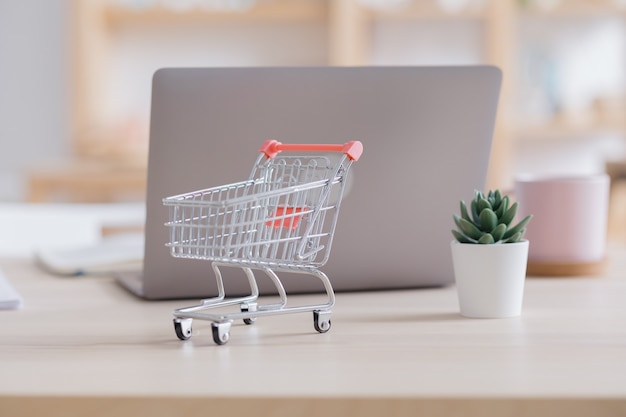 Un chariot de supermarché ou un panier