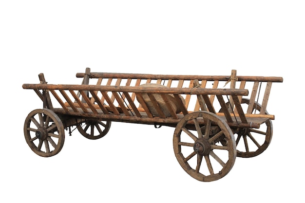 Un chariot vintage sur un fond blanc isolé