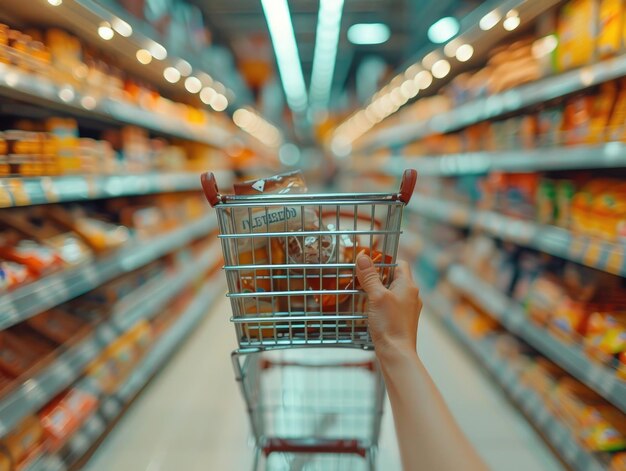 Chariots d'achat dans les supermarchés de fruits et légumes