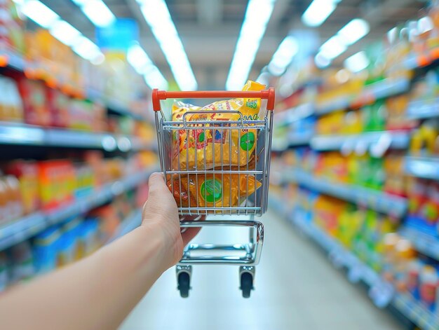 Chariots d'achat dans les supermarchés de fruits et légumes