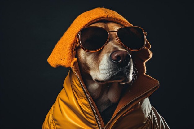 Charmant Beagle portant des lunettes Chiot heureux Générer Ai