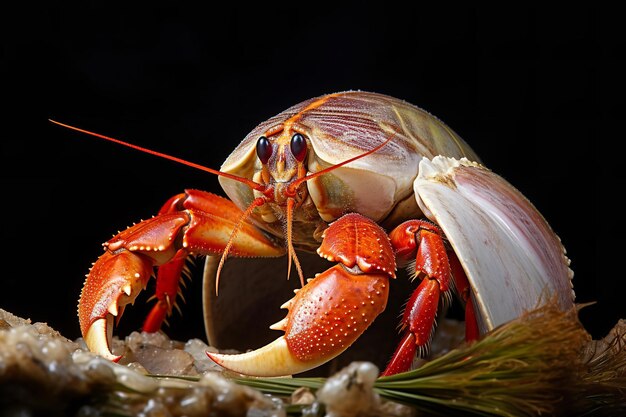 Le charmant crabe ermite dans sa coquille