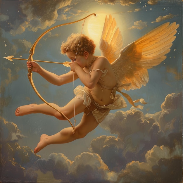 Le charmant Cupidon une représentation capricieuse du symbole emblématique de l'amour capturant l'essence de la romance
