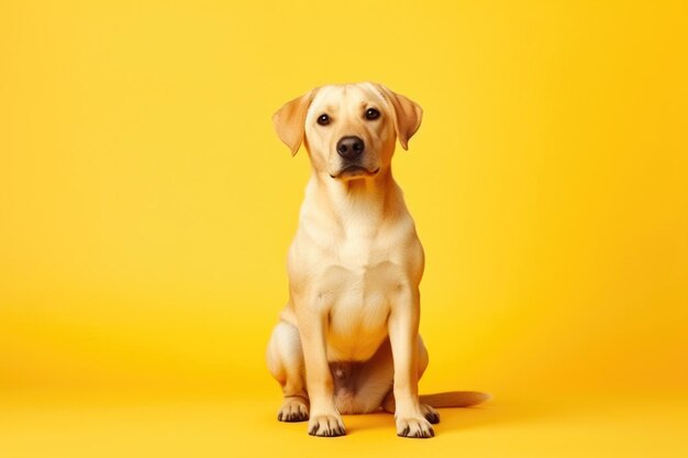 Le charmant labrador sur une toile colorée