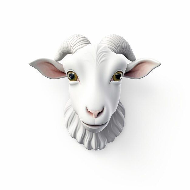 Charmant logo de chèvre 3d avec une forte expression faciale