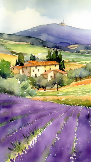 Charmant paysage aquarelle du Portugal vibrant