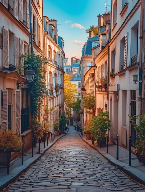 Charmant quartier parisien avec de beaux bâtiments et des sites emblématiques