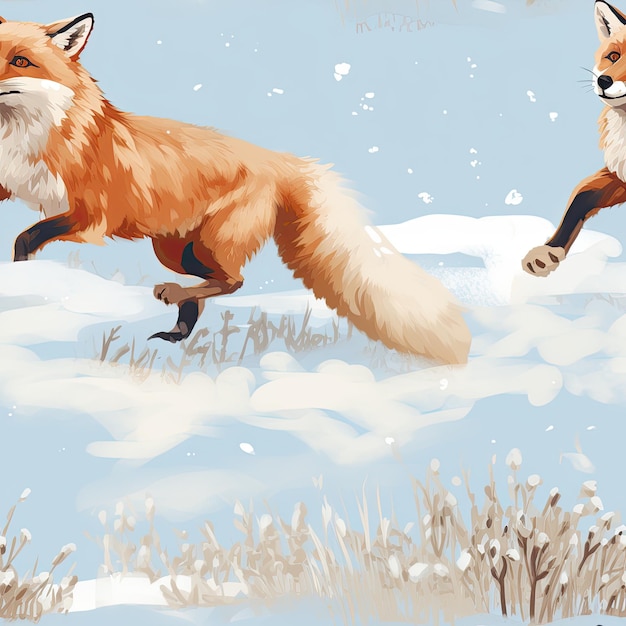 Photo un charmant renard rouge se précipite sur un champ de neige