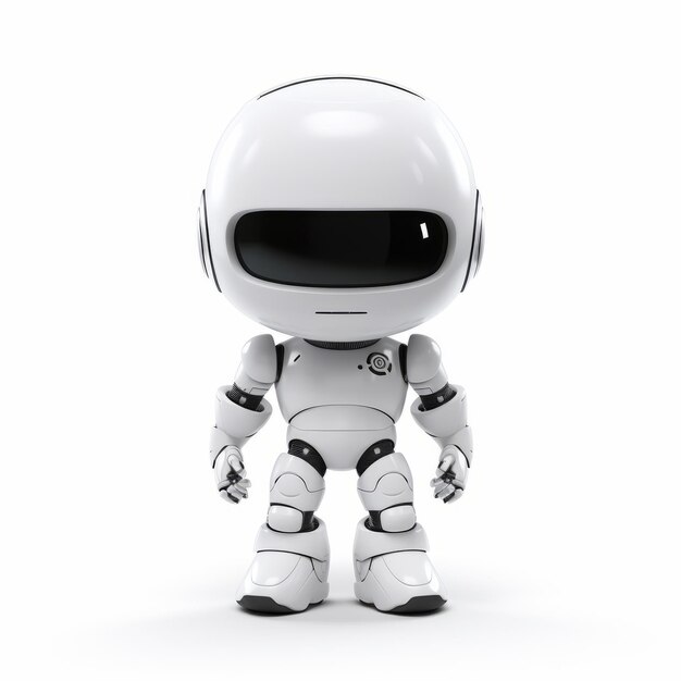 Photo charmant robot futuriste de haute technologie rendu en 3d sur fond blanc