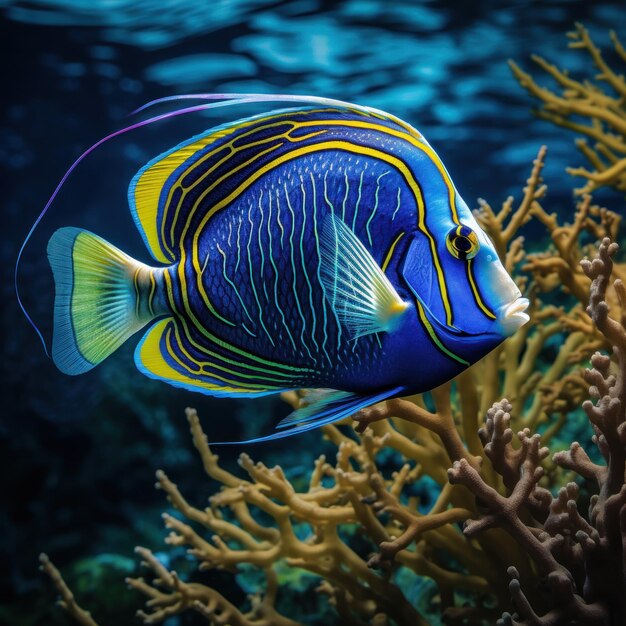 Photo charmante affiche de mer paisiblement apaisante poissons exotiques tropicaux fond d'océan d'algues