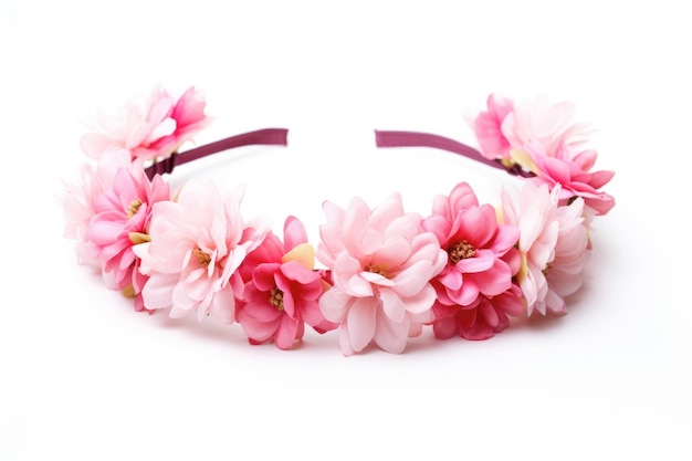 Photo une charmante couronne faite de fleurs créant un accessoire romantique et festif qui peut être porté comme un bandeau ajoutant une touche naturelle et florale à toute occasion