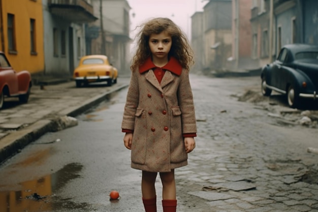 La charmante fille se tient dans la rue