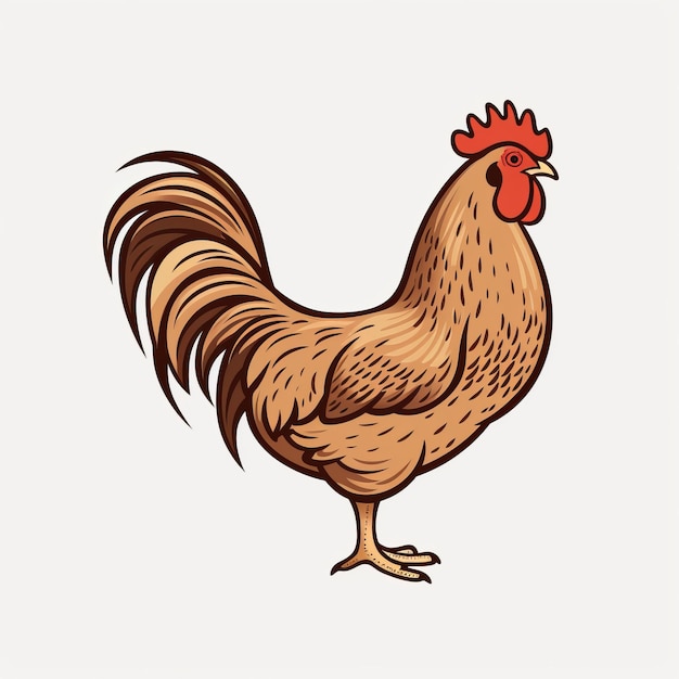 Une charmante illustration de coq sur fond blanc du milieu du siècle