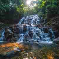 Photo charme de cascade namtok salatdai de petite taille à nakhon nayok en thaïlande pour la taille des publications sur les réseaux sociaux