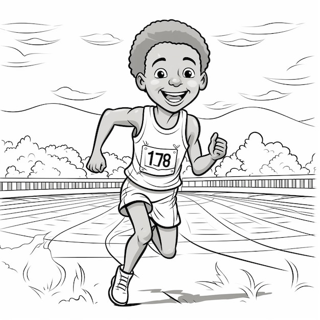 Photo le charme de coloriage de l'athlétisme est un livre de coloriage kawaii.