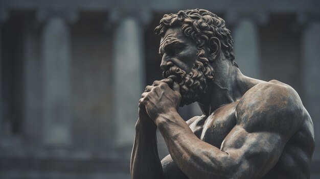 Le charme énigmatique capturant un portrait réaliste de 35 mm d'un ancien philosophe grec dans l'Antiquité