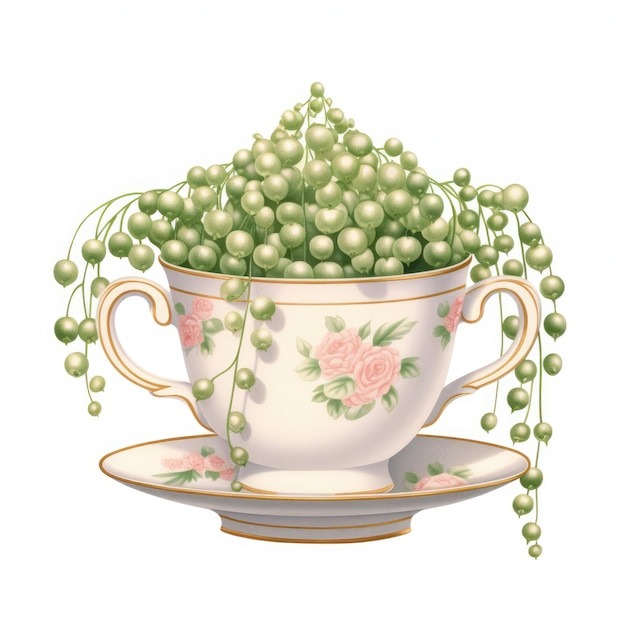Un charme intemporel Une illustration vintage captivante d'une chaîne de perles en cascade d'une plante d'intérieur