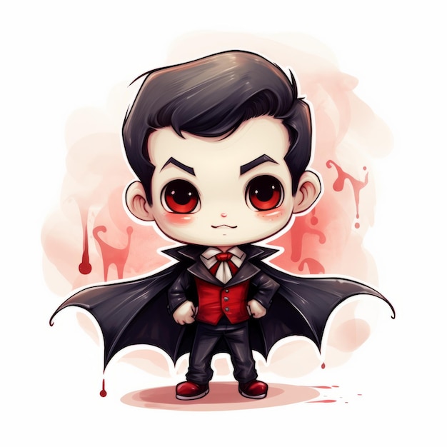 Charme ludique envoûtant de bébé Dracula dans un clipart Chibi aquarelle