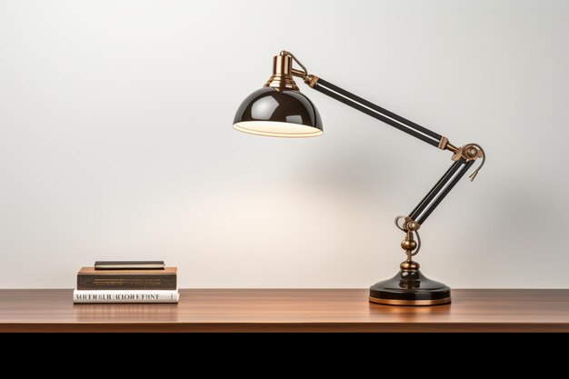 Photo le charme minimaliste d'une lampe de bureau ajoute de l'élégance à une toile de fond blanche