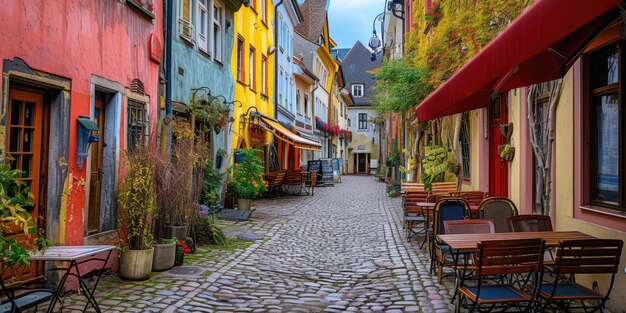 Photo le charme des pavés dans la ville historique resplendissante