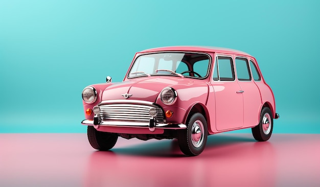 Le charme de la voiture vintage sur un fond rose