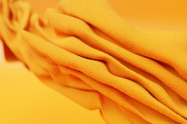 Écharpe en tissu jaune dans le vent tissu dynamique isolé mouche tissu rendu 3d