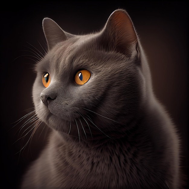 Chartreux. Races de chats. Adorable image d'un chat aux yeux pétillants.