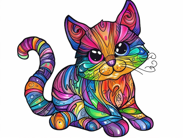 Photo un chat adorable à colorier pour les enfants