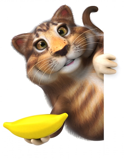 Chat amusant avec banane