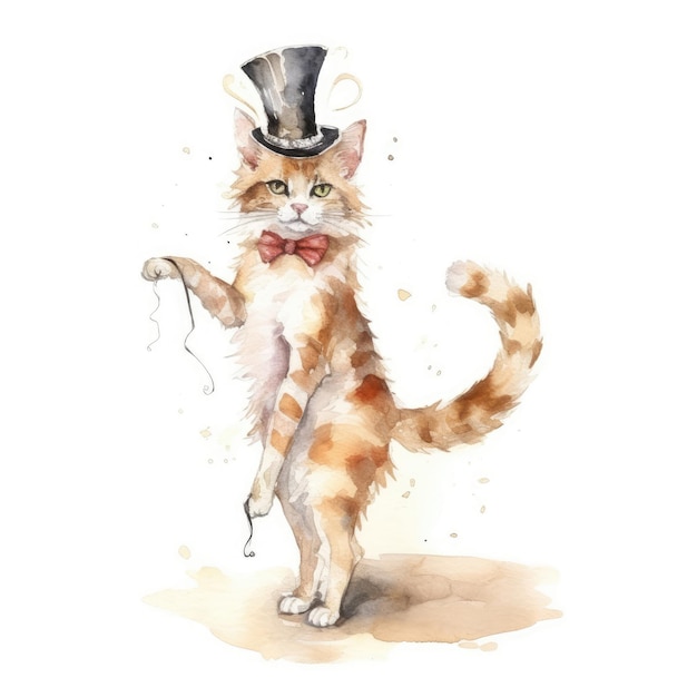 Chat aquarelle dans le cirque