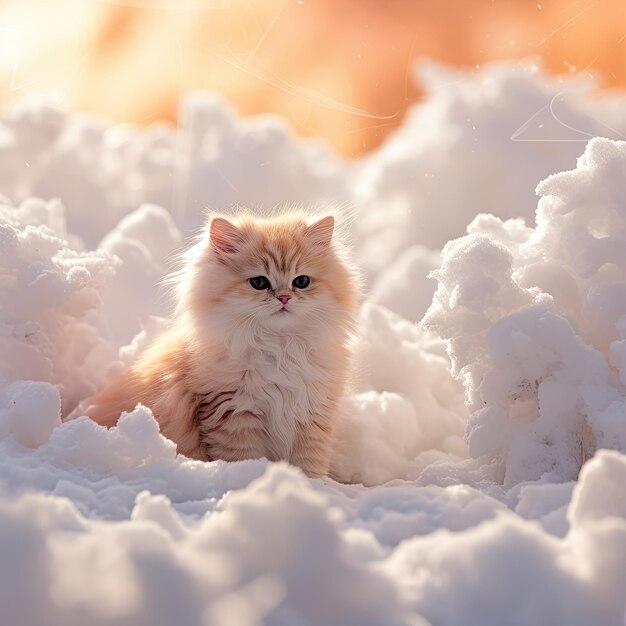 un chat assis dans la neige