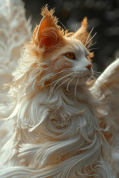 Photo un chat assis sur un rocher avec ses ailes déployées.